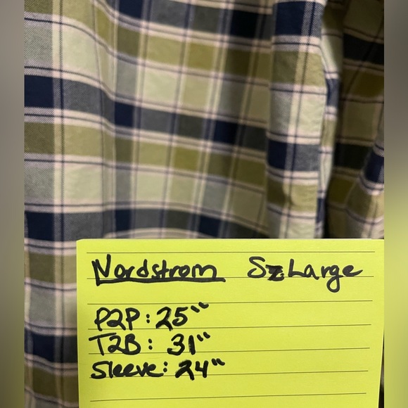 Nordstrom PURE STUFF Button Up Shirt - Green & Blue Plaid - Size Large - Picture 2 of 11